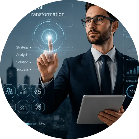 Maxway Infotech expert presenting a digital transformation dashboard